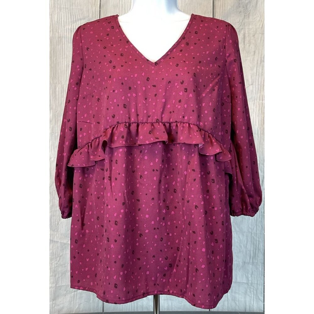 Isabel by Ingrid + Isabel XS 3/4 Sleeve Purple Maroon Maternity Top